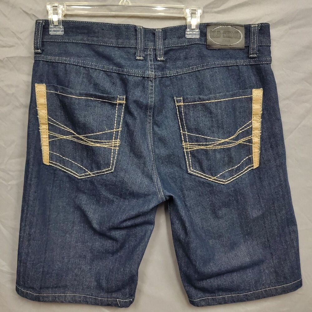 Old Skool Jean Shorts Size 38 Baggy Hip Hop Logo Skater Wide Leg Y2K